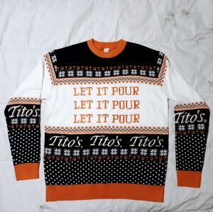 Tito's Embroidered Let it Pour Holiday Sweater Adult XL